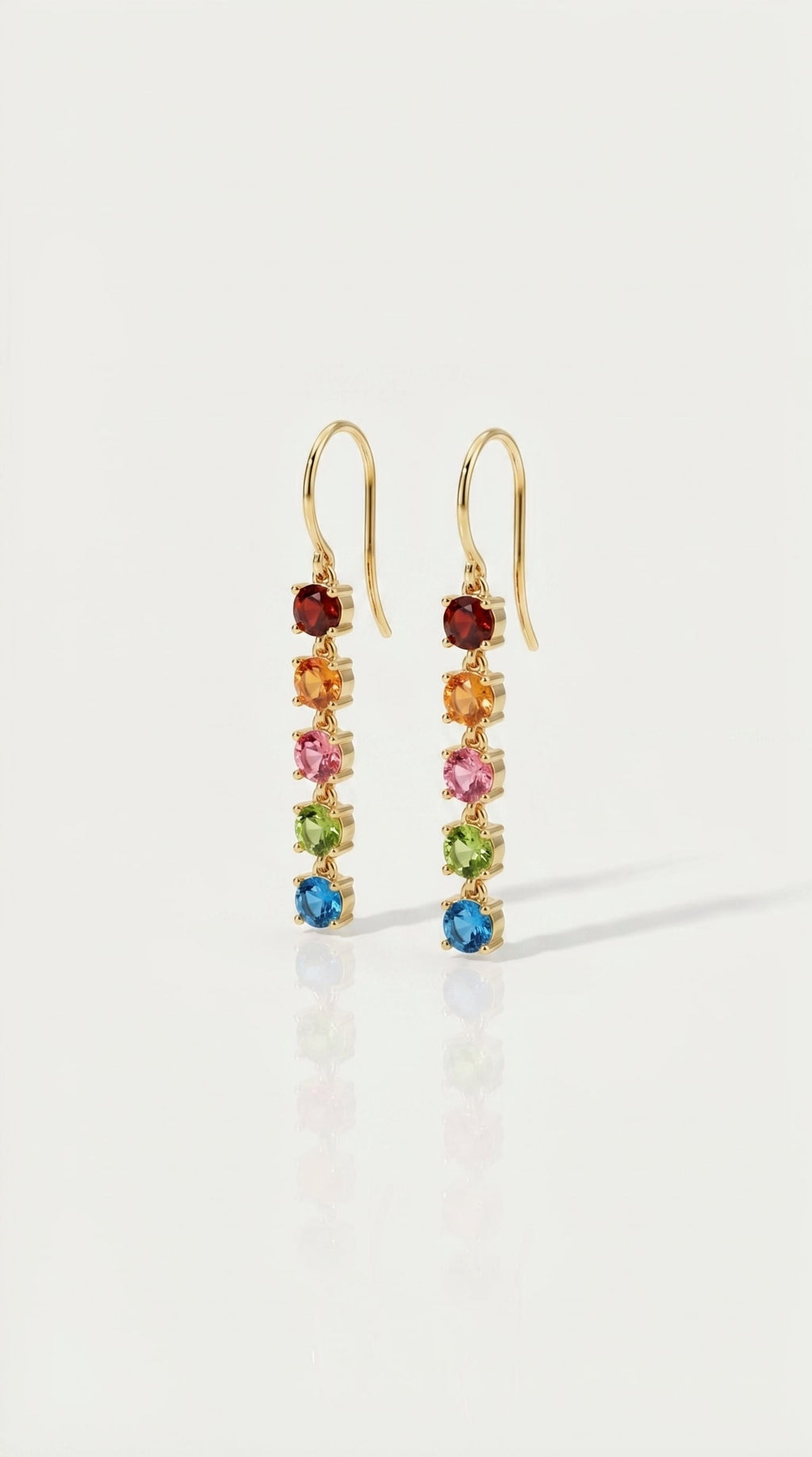 Rainbow 5 Stones Short Drop Earring — Levendi Jewellers