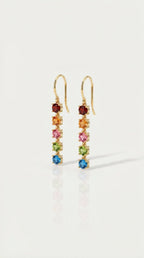 Rainbow 5 Stones Short Drop Earring — Levendi Jewellers