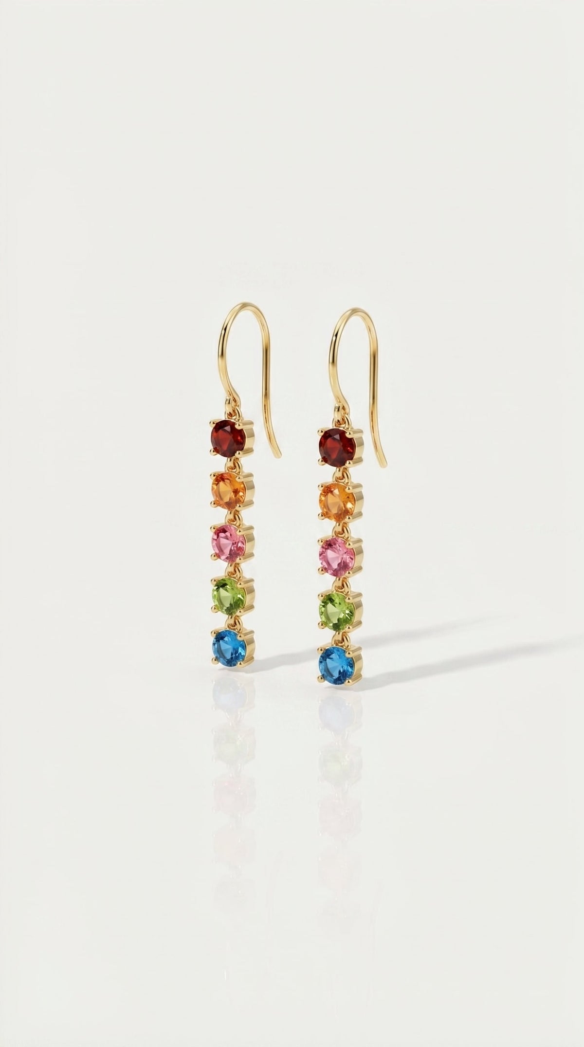 Rainbow 5 Stones Short Drop Earring — Levendi Jewellers