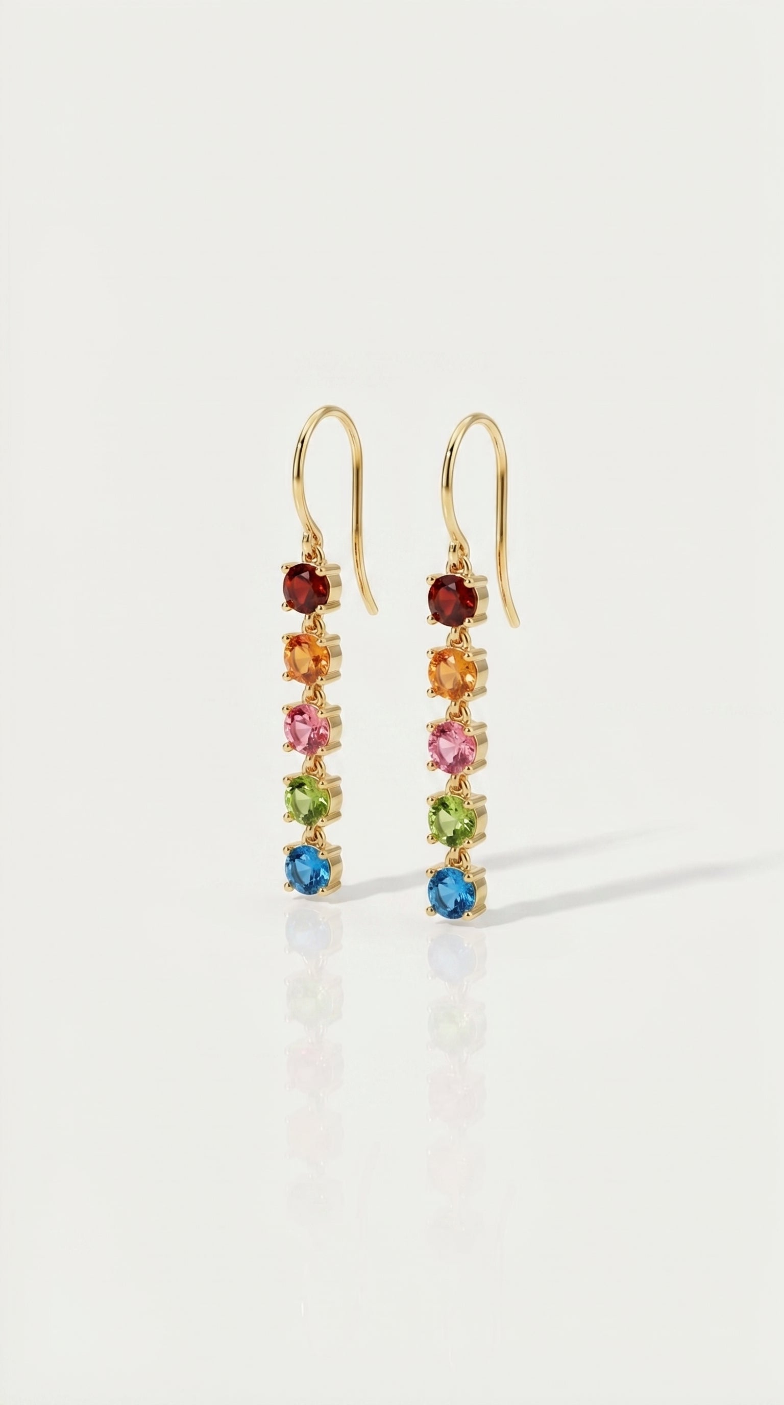Rainbow 5 Stones Short Drop Earring