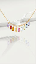 9 Baguettes Gemstone Necklace