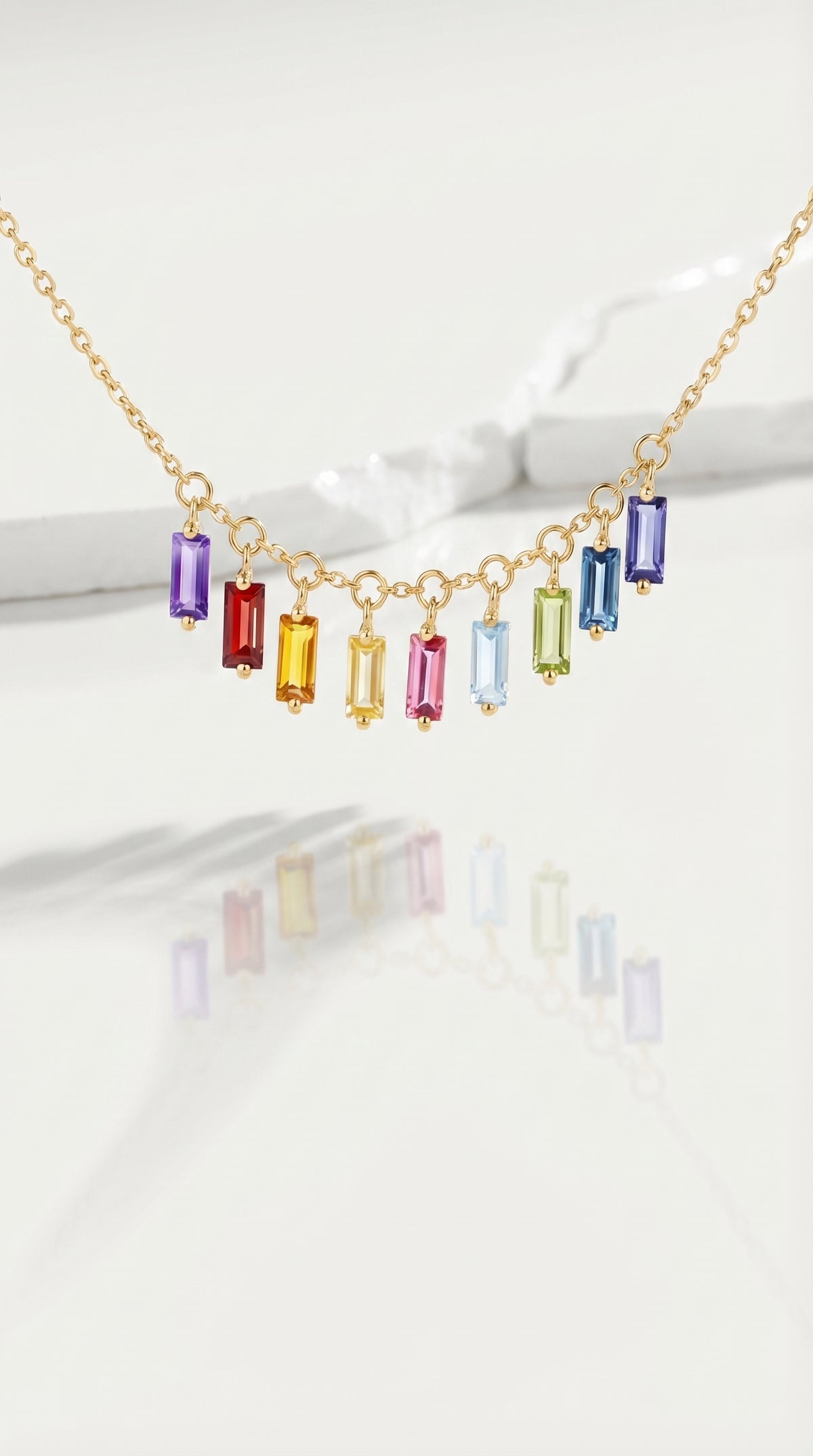 9 Baguettes Gemstone Necklace — Levendi Jewellers