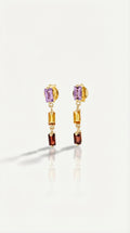 3 Baguette Gemstone Drop Earring