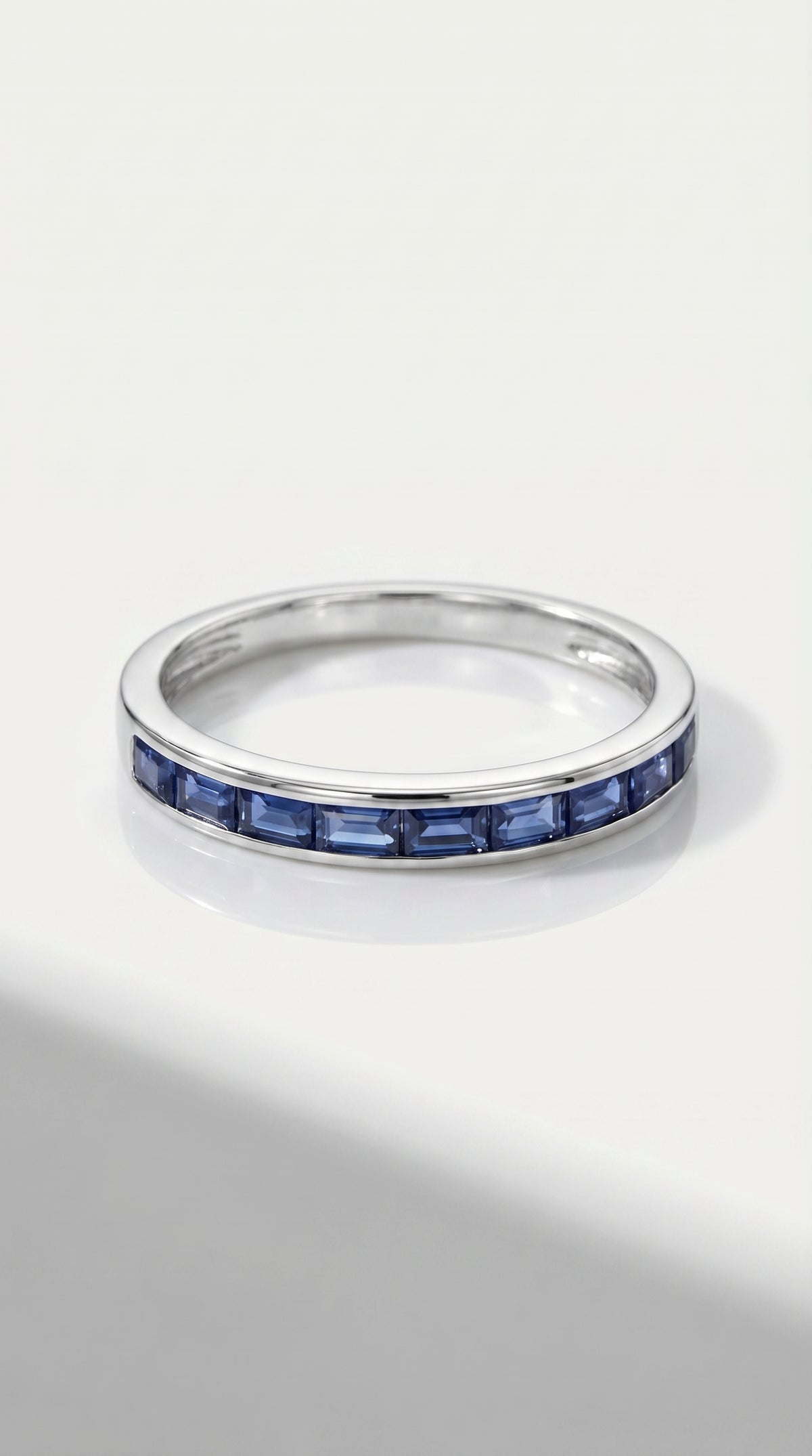 Rainbow - Channel Blue Sapphire Baguette Ring — Levendi Jewellers