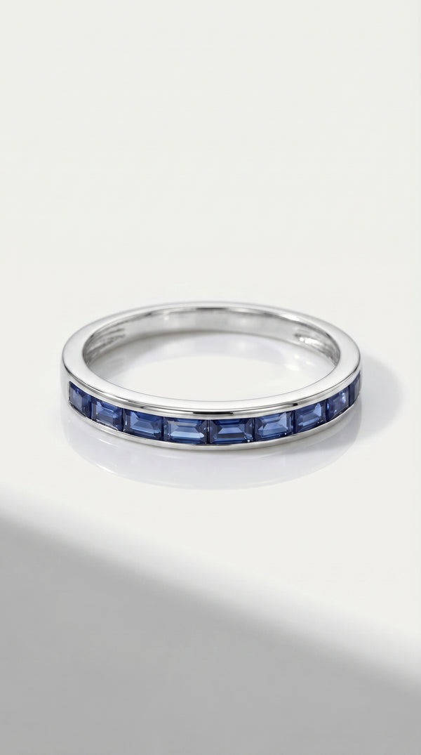 Rainbow - Channel Blue Sapphire Baguette Ring — Levendi Jewellers