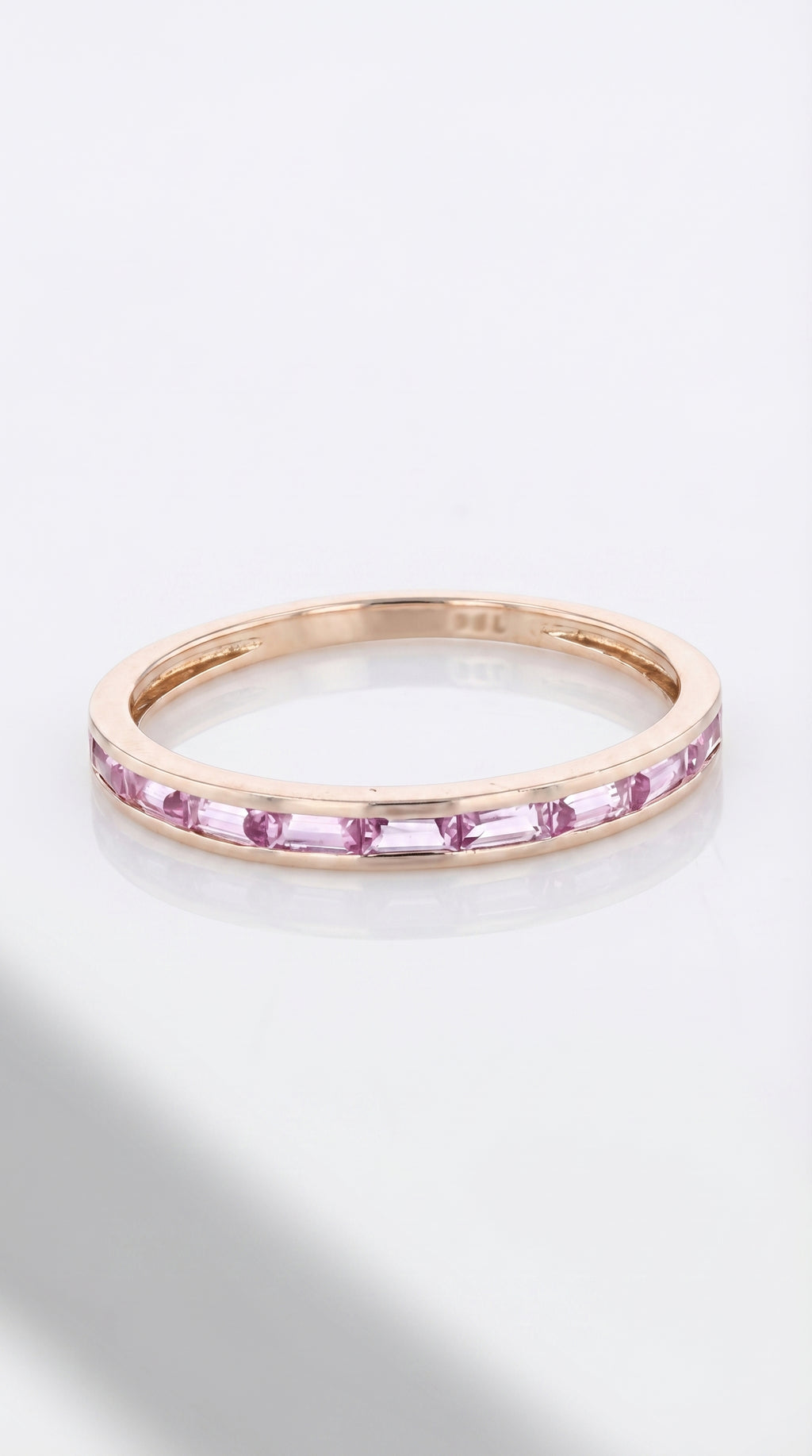 Rainbow - White Gold Channel Pink Sapphire Baguette Ring — Levendi Jewellers