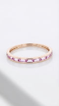 Rainbow - White Gold Channel Pink Sapphire Baguette Ring