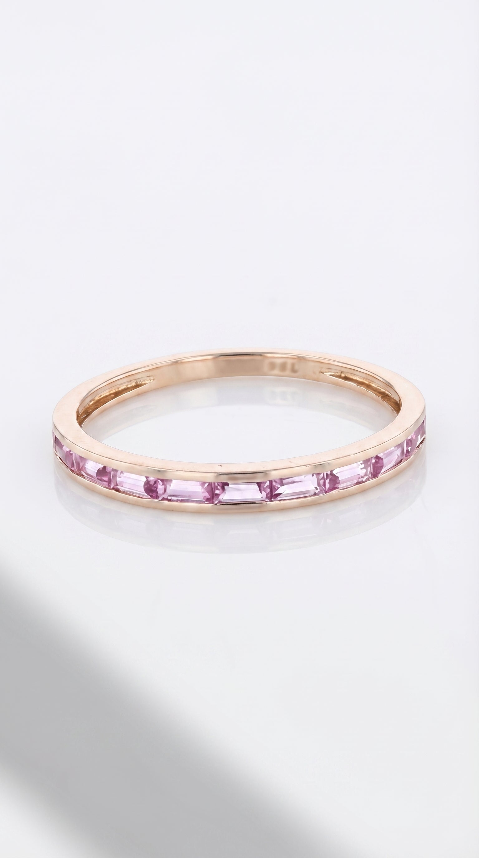 Rainbow - White Gold Channel Pink Sapphire Baguette Ring