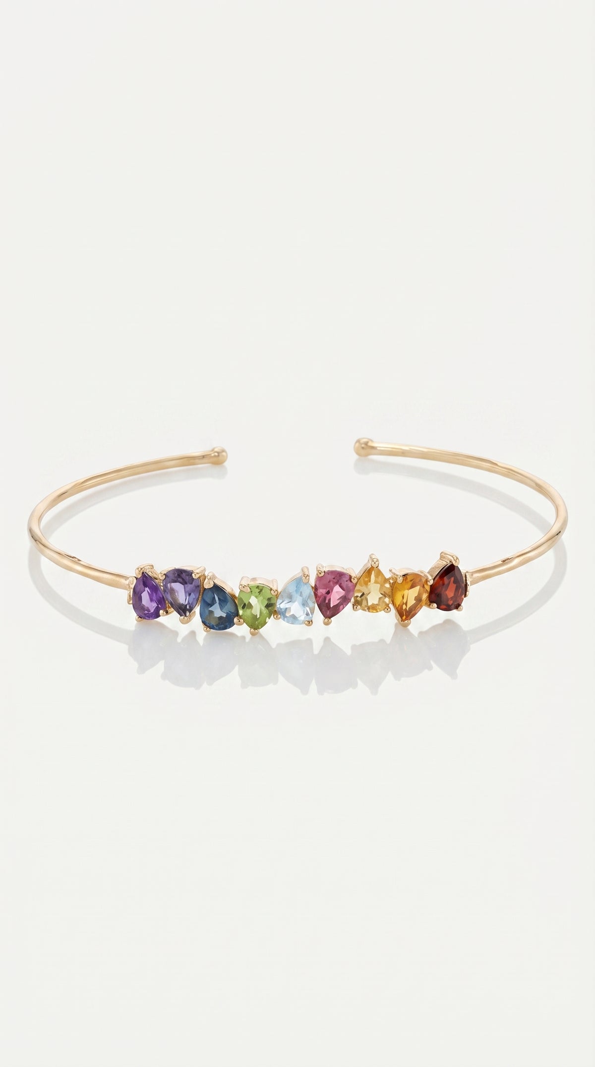 Rainbow - Gemstones Pear Shape Bangle — Levendi Jewellers