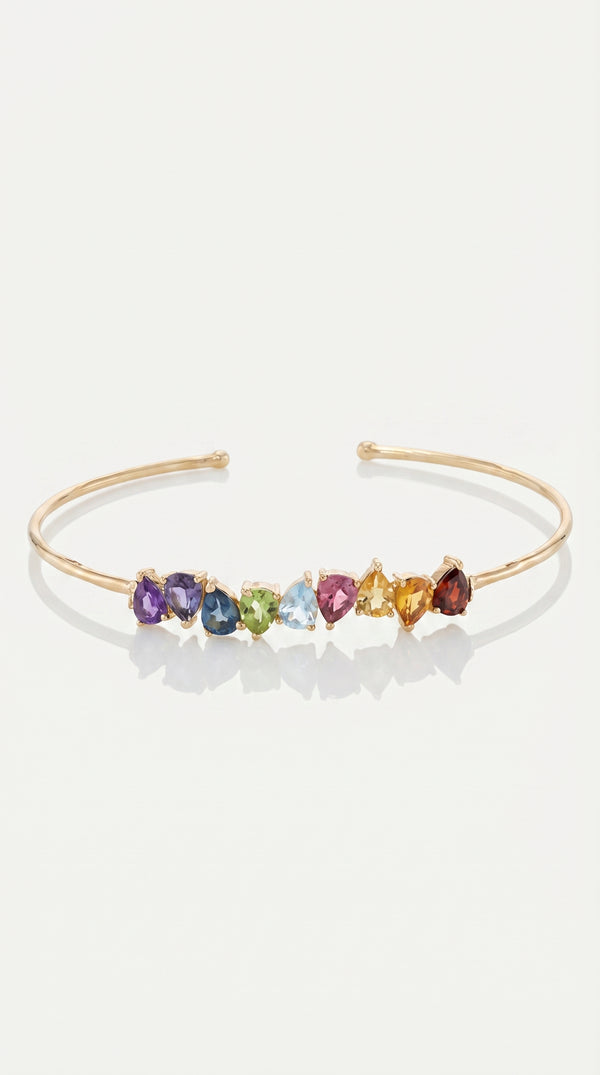 Rainbow - Gemstones Pear Shape Bangle — Levendi Jewellers