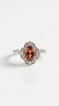 Peach Tourmaline & Diamonds Halo Flower Ring