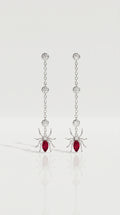 Arachnea Aurea - Web of love Ruby & Diamond Spider Drop Earrings