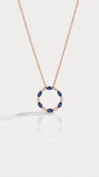 Levendi Essentials - Marquise Sapphire & Diamonds Circle Pendant — Levendi Jewellers