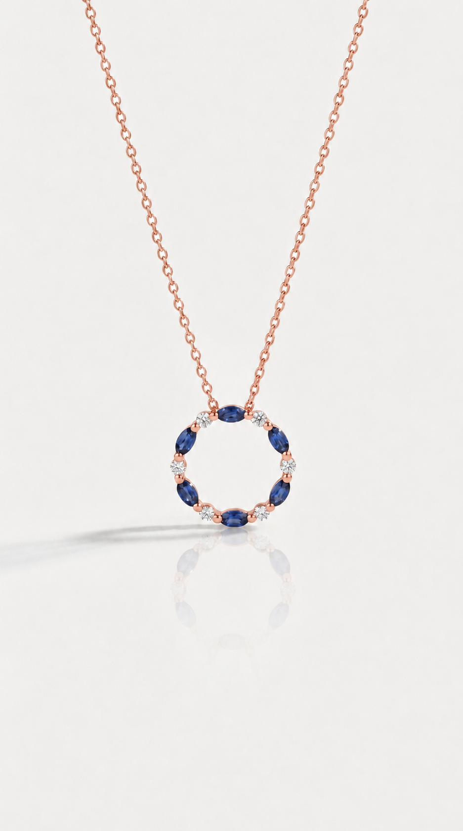 Levendi Essentials - Marquise Sapphire & Diamonds Circle Pendant — Levendi Jewellers