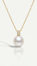 Australian South Sea Pearl - 13mm Semi-Round Diamonds Bail Pendant