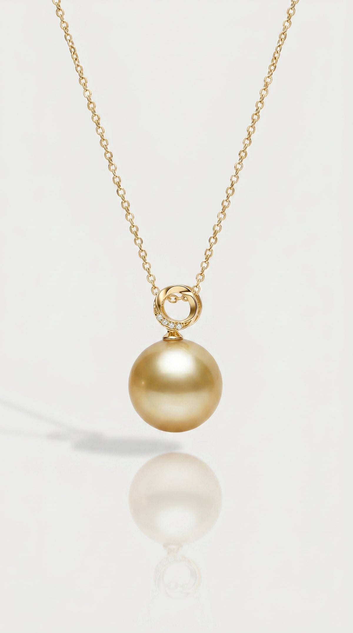 Gold South Sea Pearl - 15mm Round Diamonds Bail Pendant — Levendi Jewellers