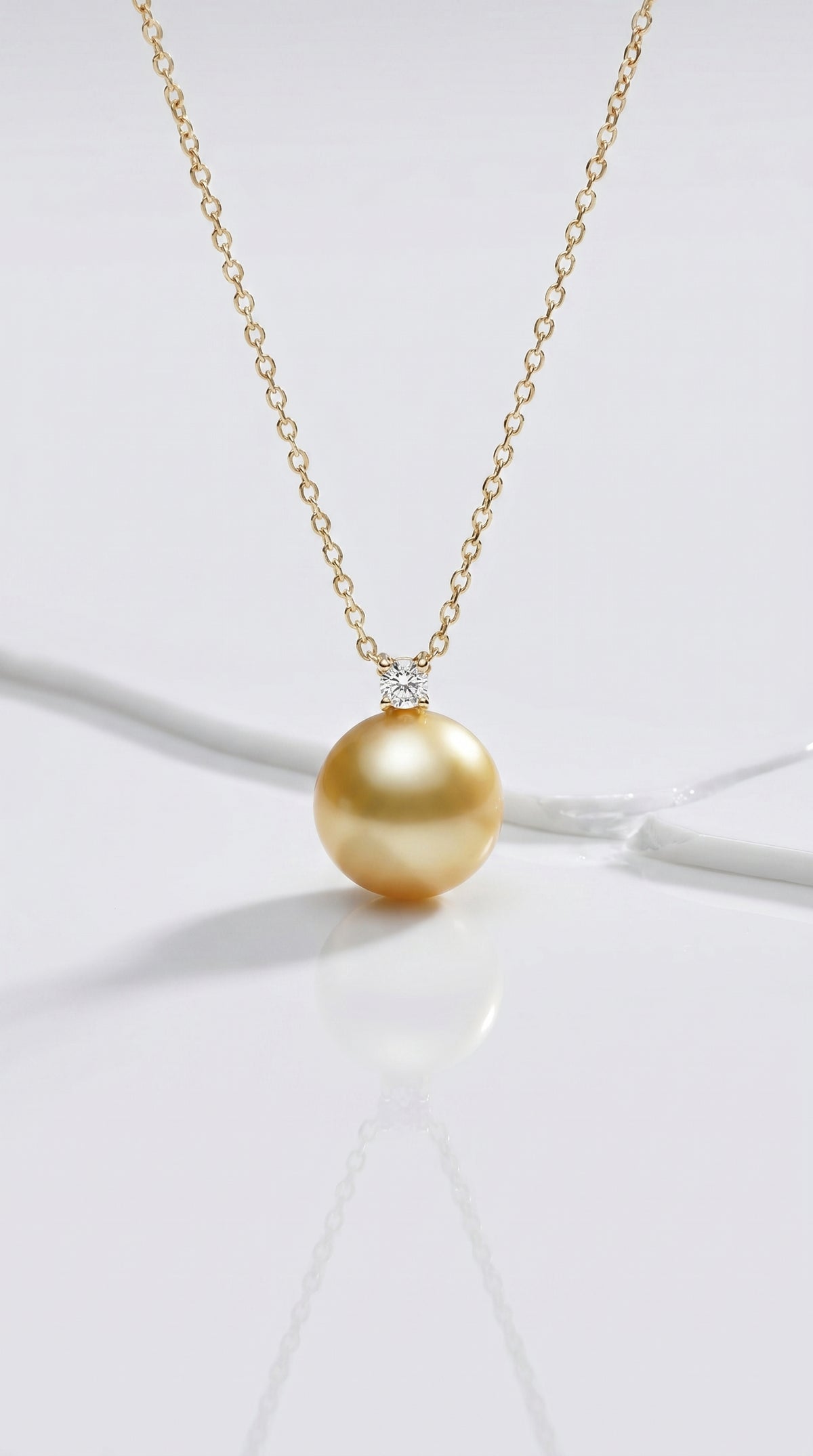 Gold South Sea Pearl - 11mm Round Diamonds Bail Pendant — Levendi Jewellers
