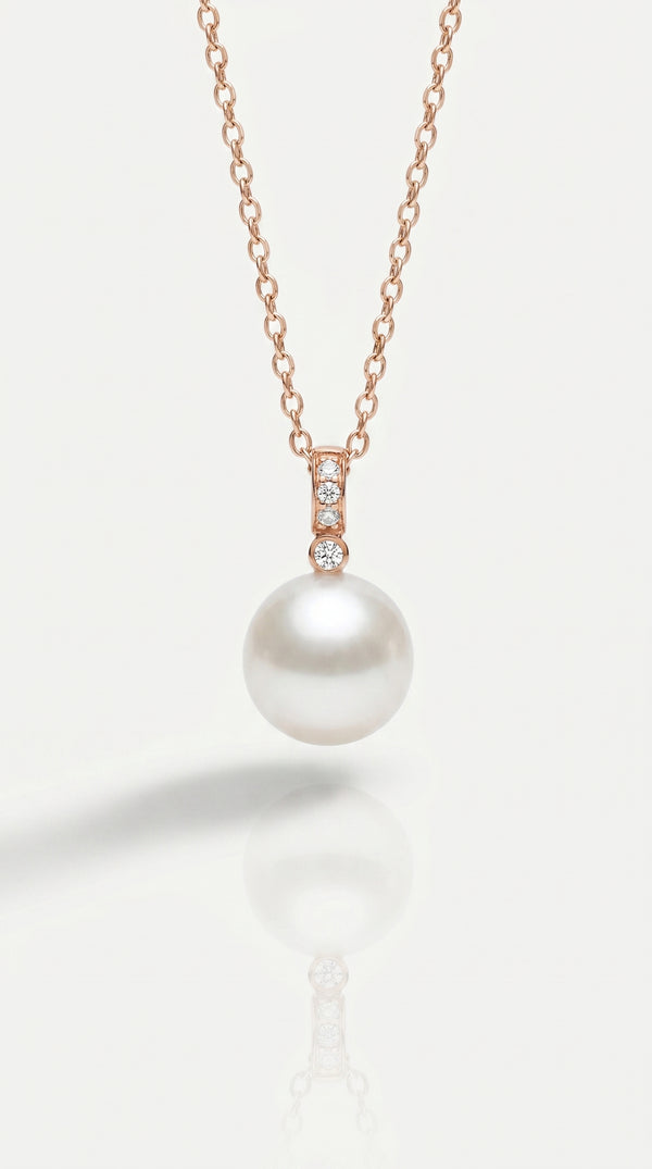 Australian South Sea Pearl - 11mm Oval Diamond Bail Pendant — Levendi Jewellers
