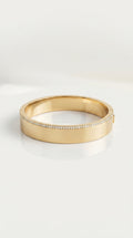 Solid Gold Brushed and Diamond Bangle