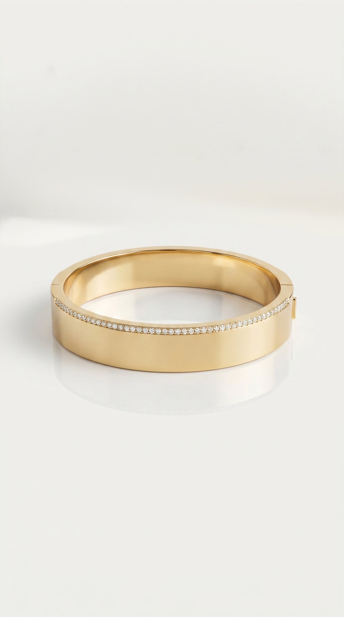 Solid Gold Brushed and Diamond Bangle — Levendi Jewellers