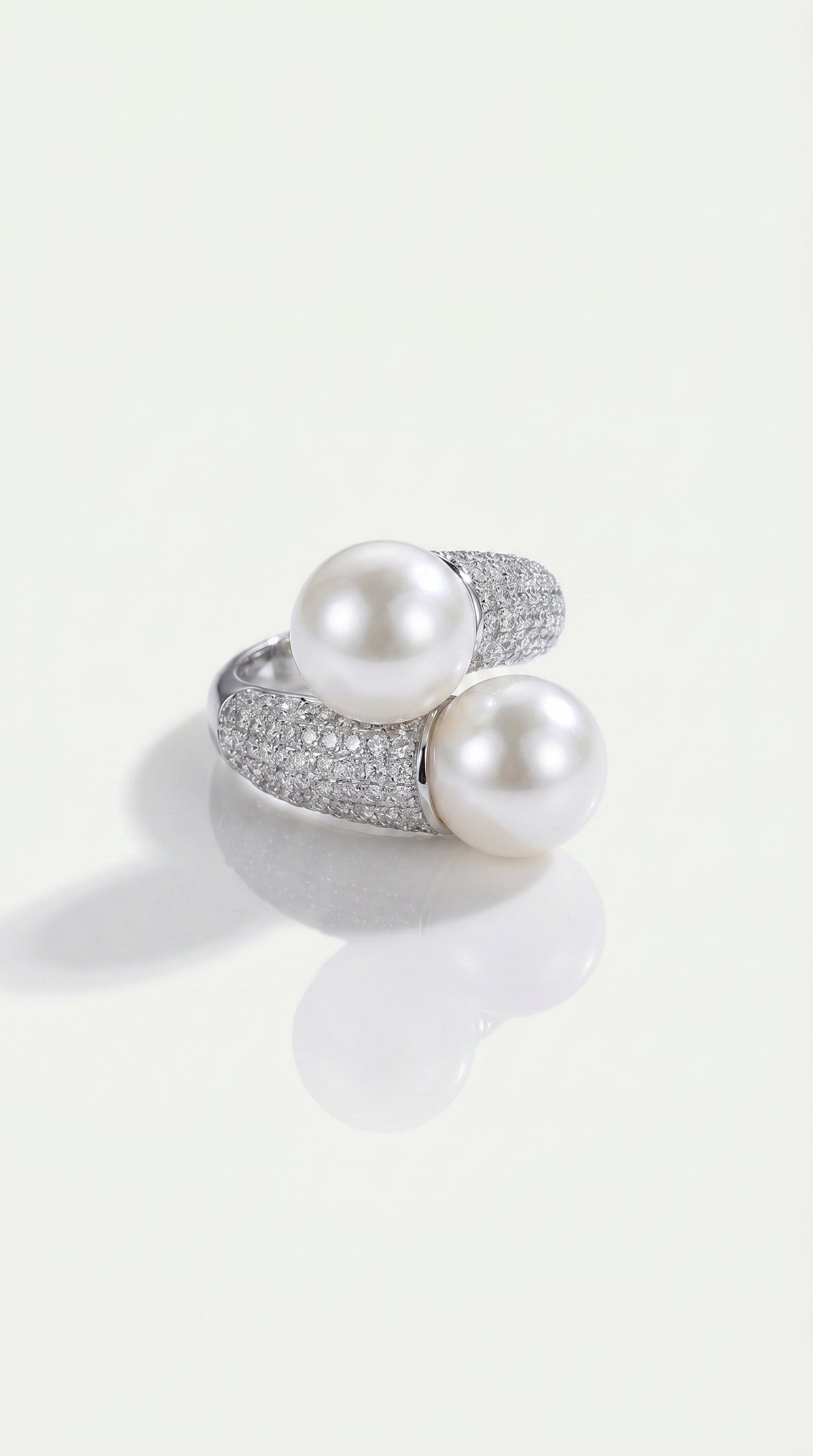 Dual South Sea Pearl & Diamond Dress Ring