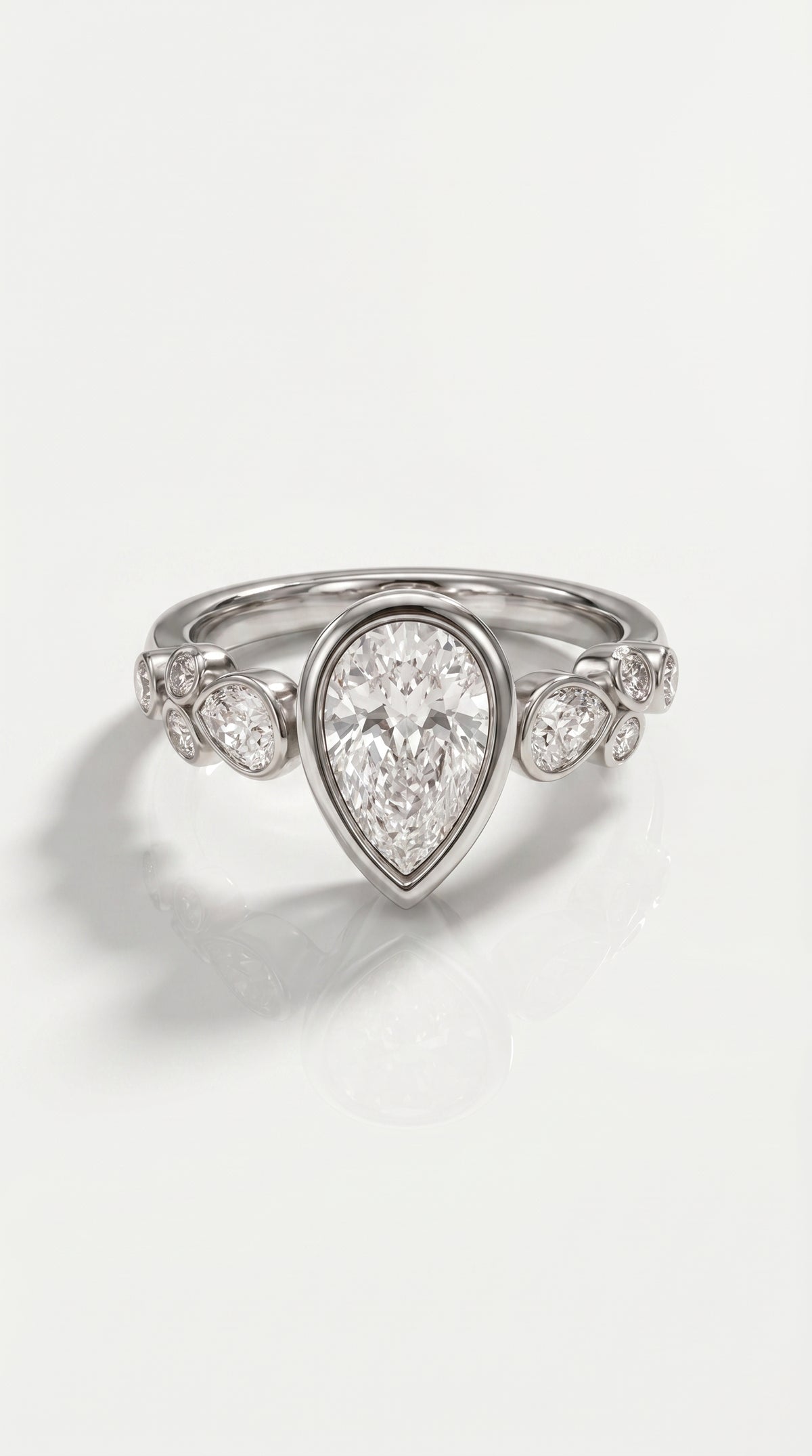 Levendi Wave of Love - Pear Cut Bezel & Mix Shape Engagement Ring — Levendi Jewellers