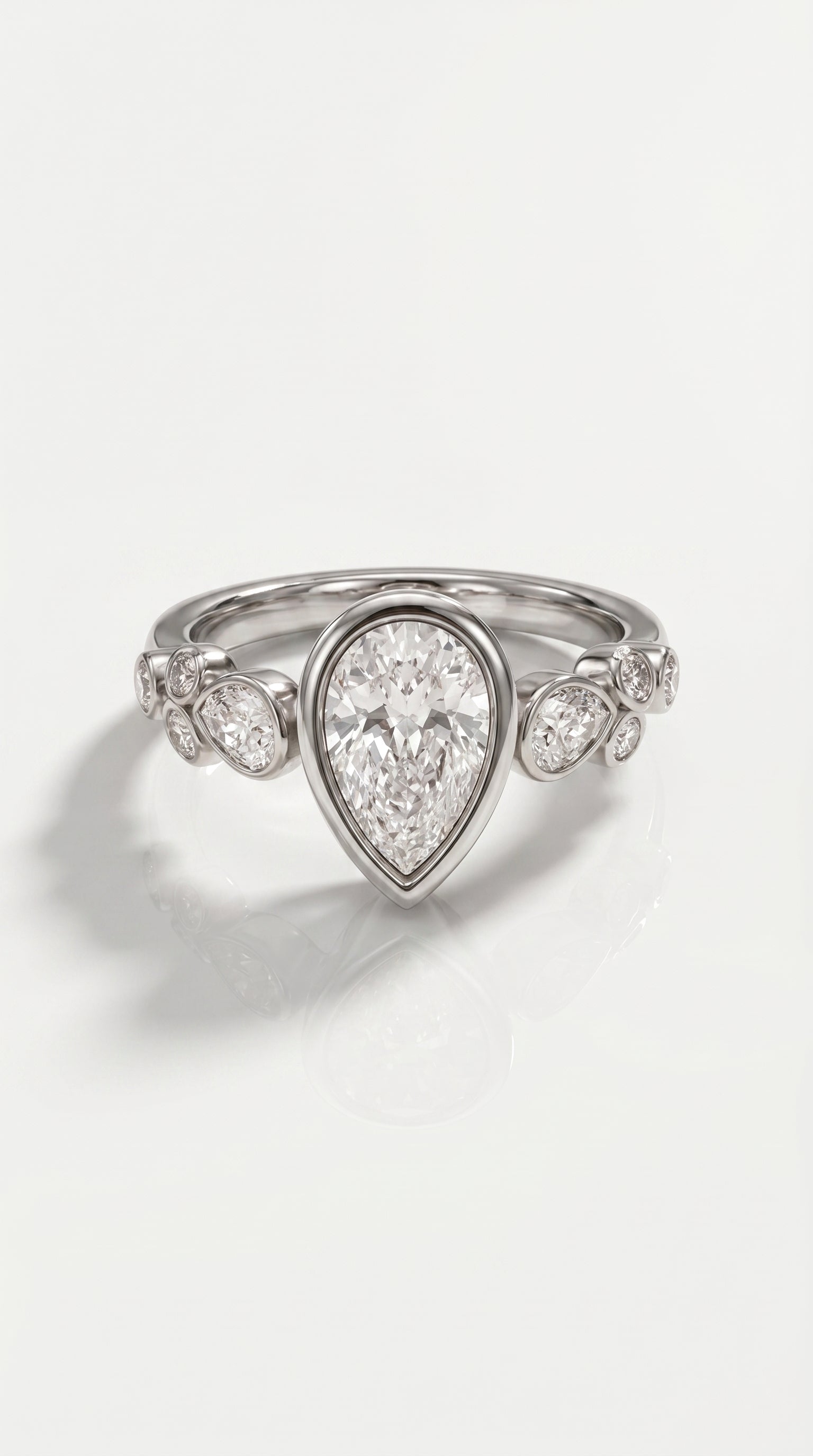 Levendi Wave of Love - Pear Cut Bezel & Mix Shape Engagement Ring