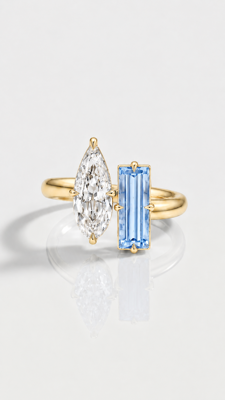 Levendi Toi & Moi - Pear and Emerald Ceylon Sapphire Engagement Ring — Levendi Jewellers