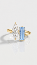 Levendi Toi & Moi - Pear and Emerald Ceylon Sapphire Engagement Ring