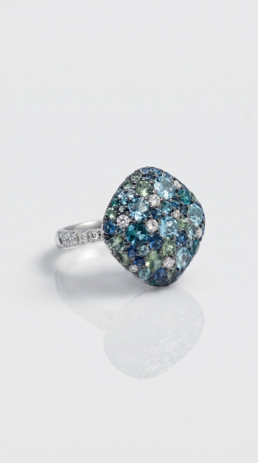 Pavee Sapphires, Tourmaline & Diamonds Ring, view 2 — Levendi Jewellers