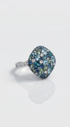 Pavee Sapphires, Tourmaline & Diamonds Ring, view 2 — Levendi Jewellers