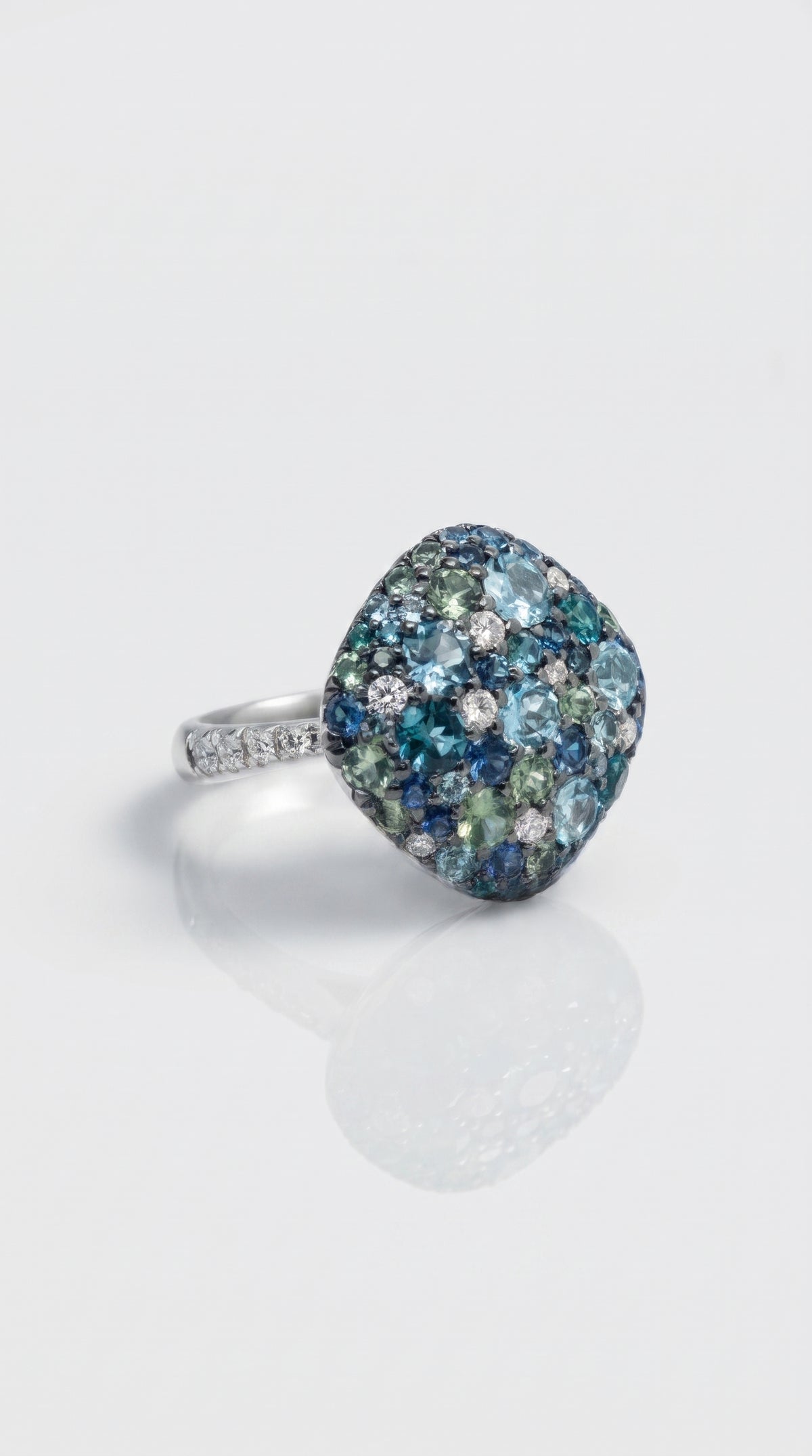 Pavee Sapphires, Tourmaline & Diamonds Ring, view 2 — Levendi Jewellers