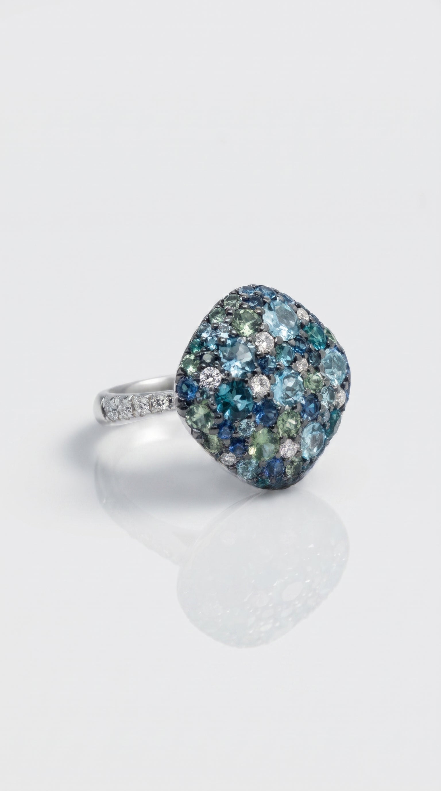 Pavee Sapphires, Tourmaline & Diamonds Ring