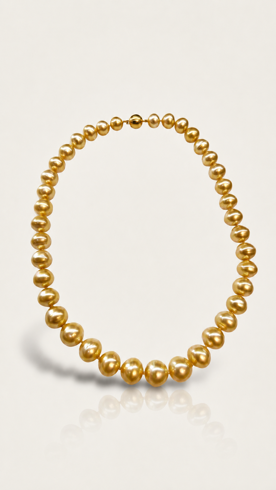 Gold Sea White Strand Necklace Graduated Oval — Levendi Jewellers