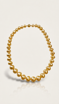 Gold Sea White Strand Necklace Graduated Oval