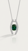 Cushion Green Tourmaline & Diamond Pendant