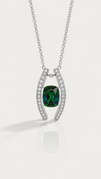 Cushion Green Tourmaline & Diamond Pendant — Levendi Jewellers