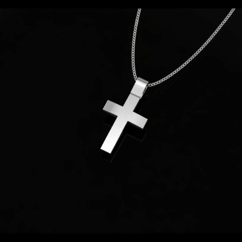 Nicholas - Large White Gold Cross and Matt Finish — Levendi Jewellers