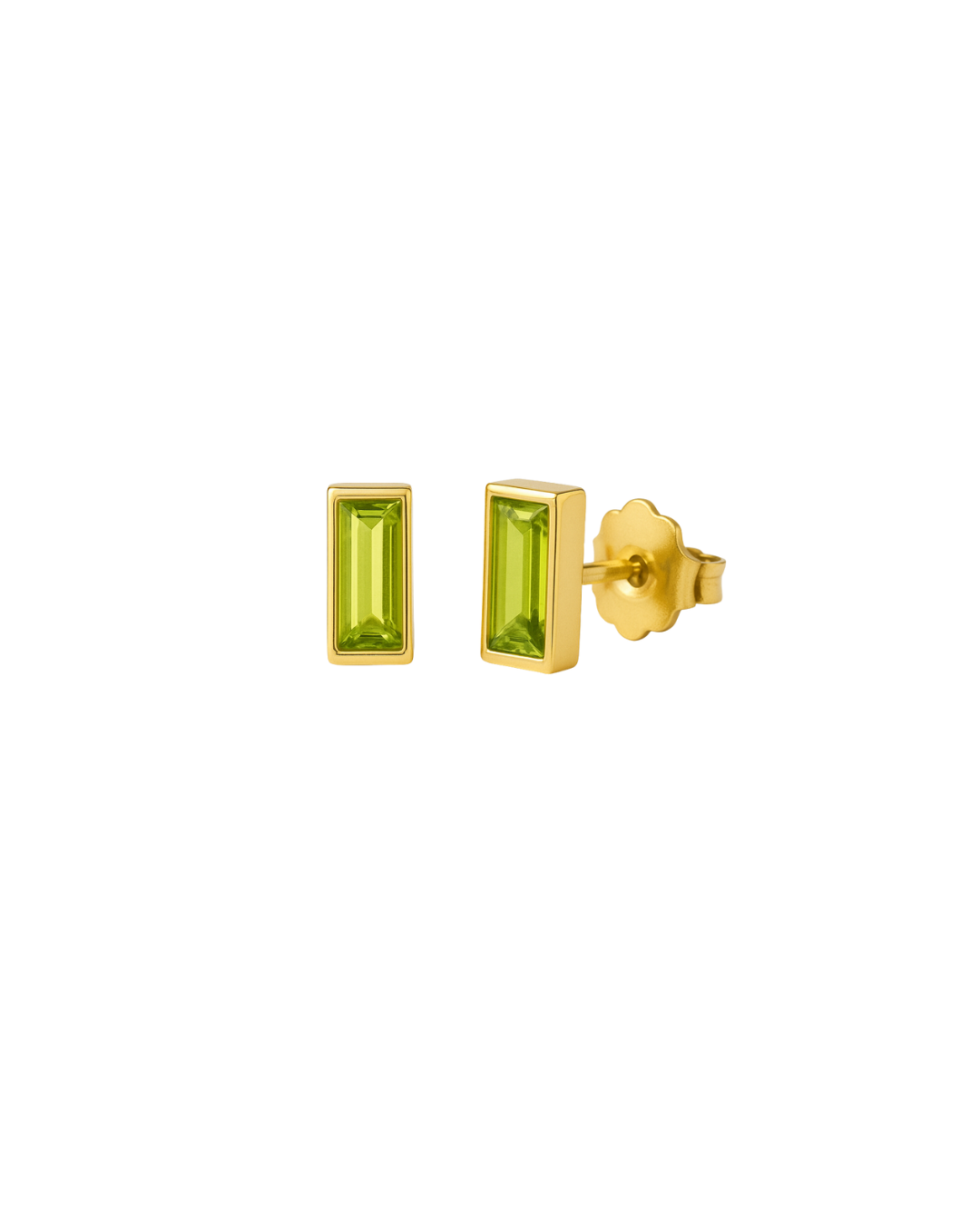 Rainbow - Yellow Gold and Peridot Baguette Earrings