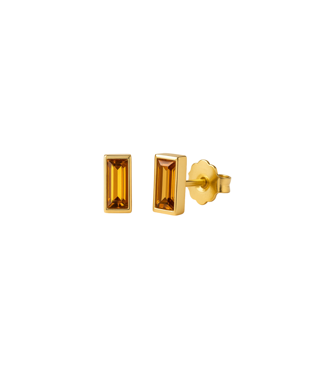 Rainbow - Yellow Gold and Madeira Citrine Baguette Earrings