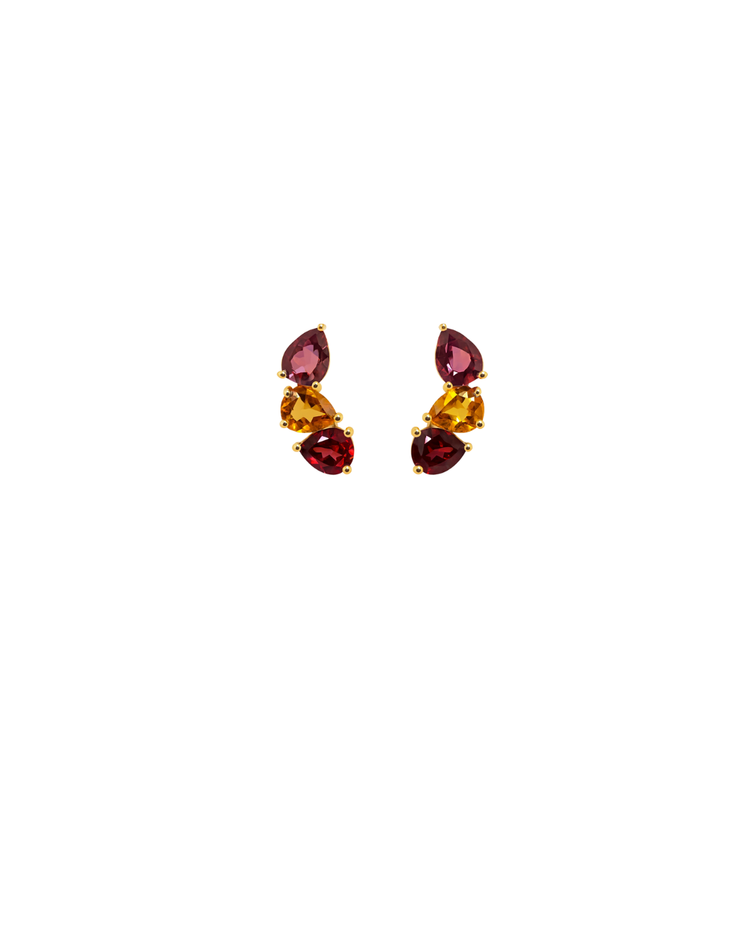 Rainbow - Garnet, Madeira Citrine, Tourmaline Pear Shape Earrings