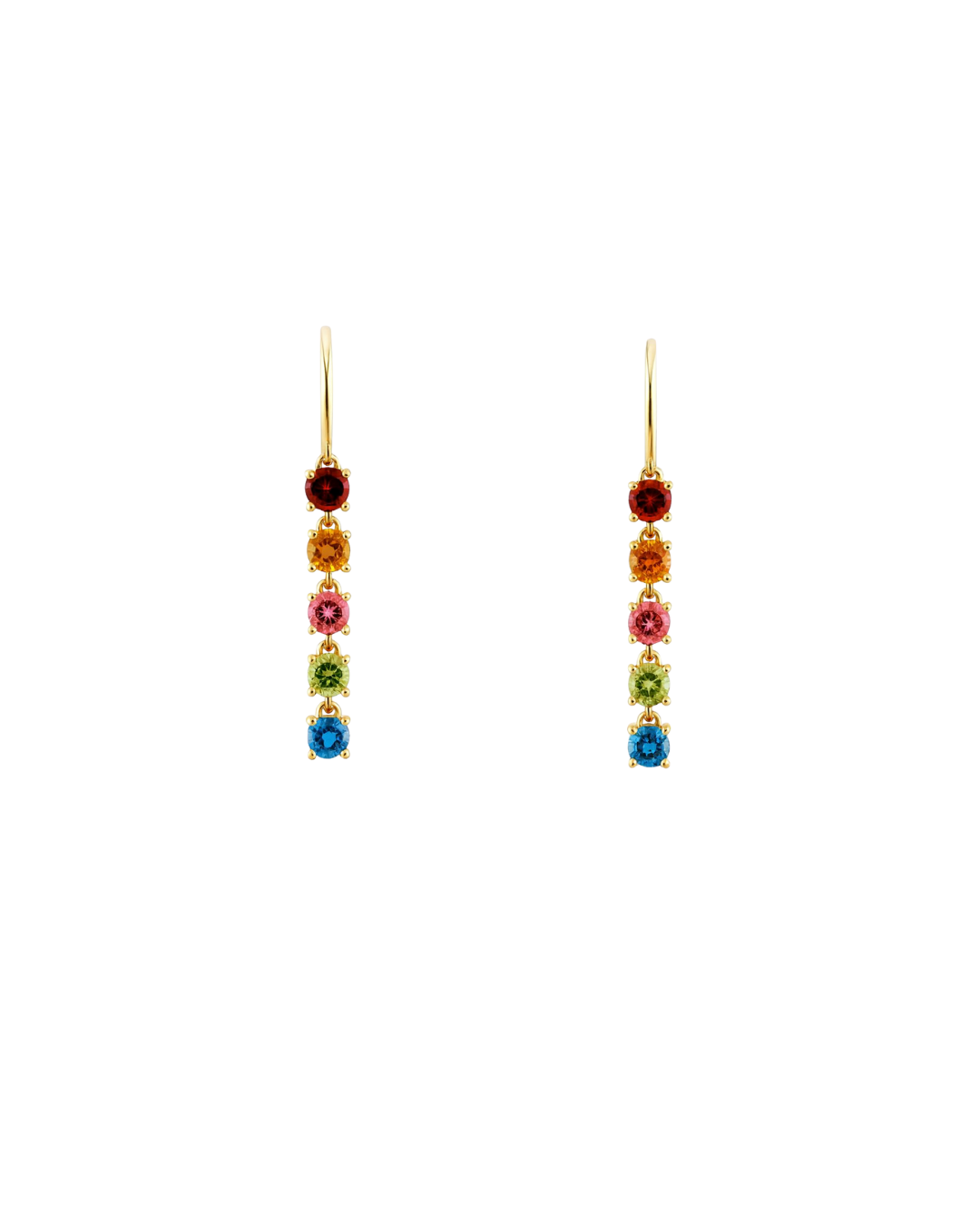 Rainbow 5 Stones Short Drop Earrings