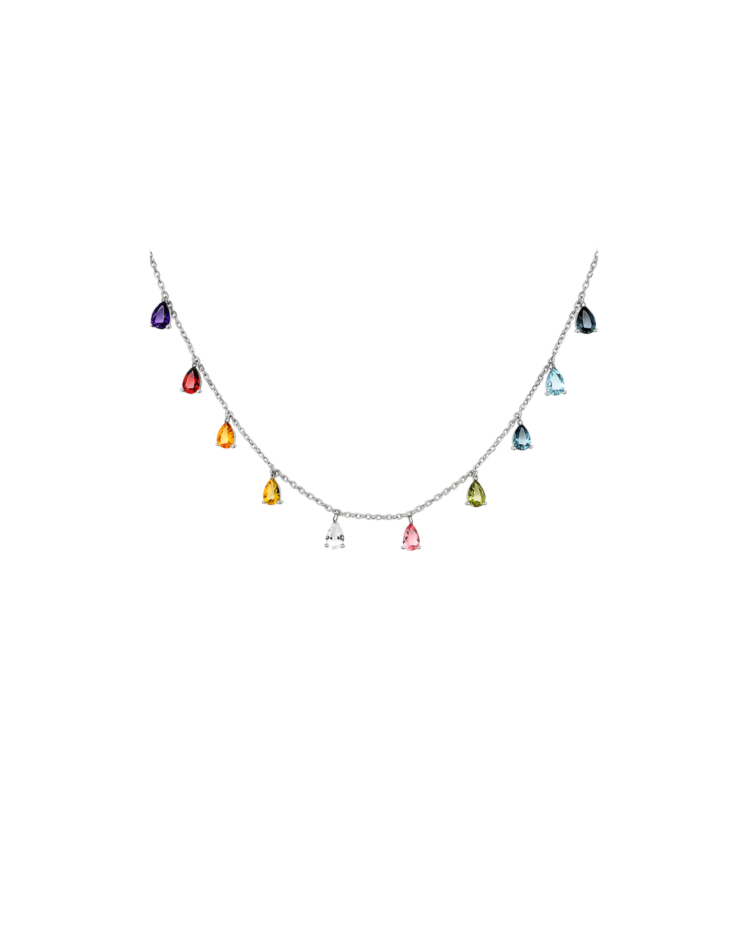 Rainbow Pear Drop Gemstones Pendant