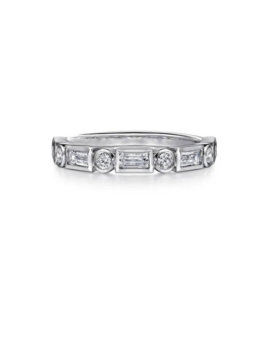 Bezel Baguette & Round Brilliant Cut Wedding Band