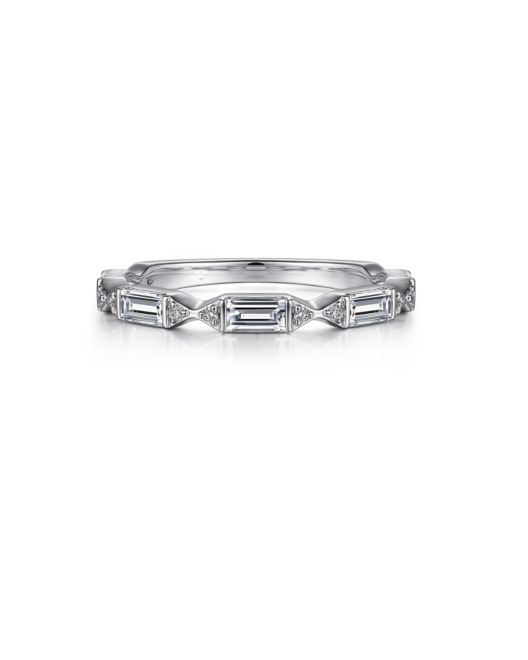 Rows Baguette & Round Brilliant Cut Diamonds Wedding Band