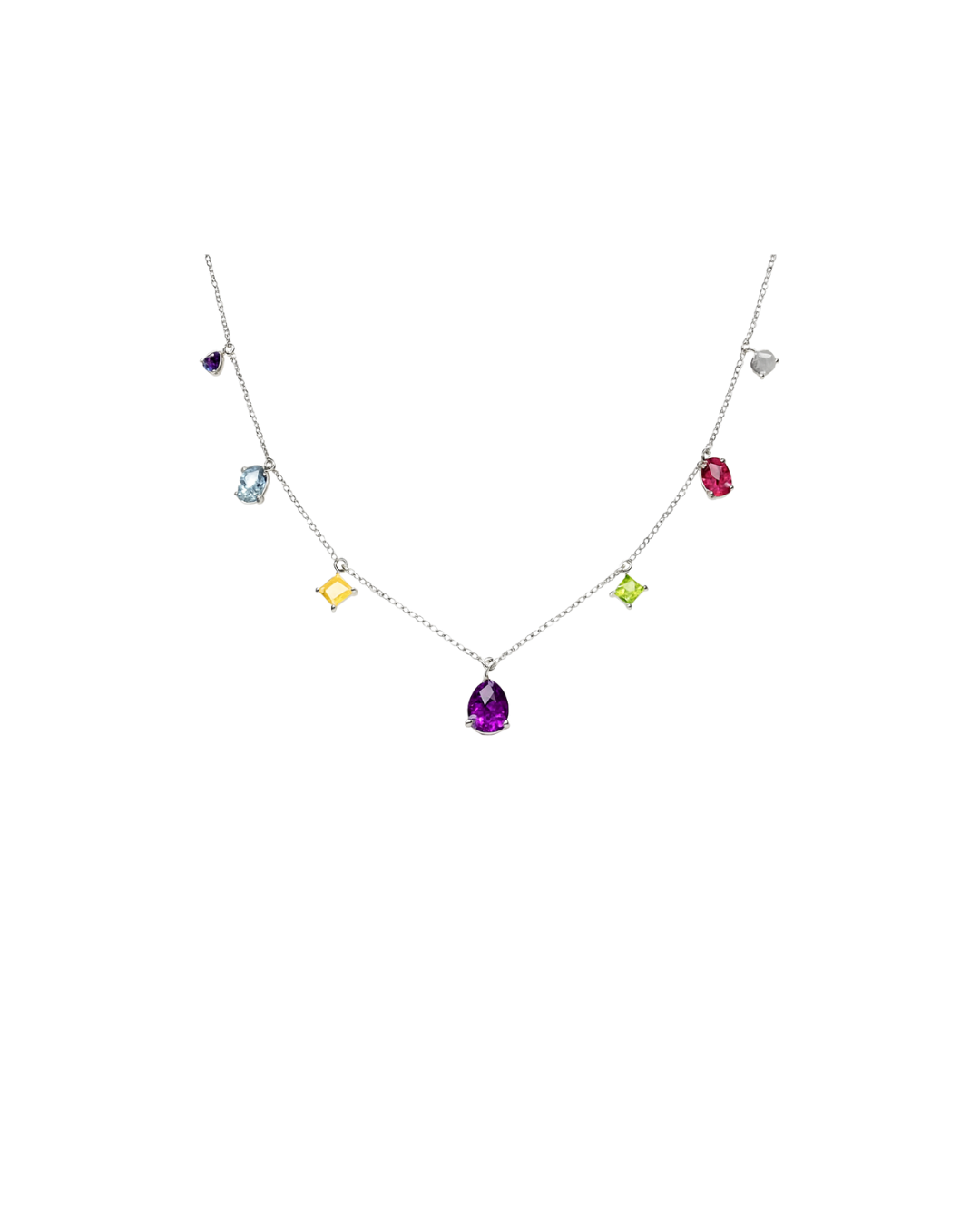 Rainbow Gemstones Drop Mixed Shape Pendant
