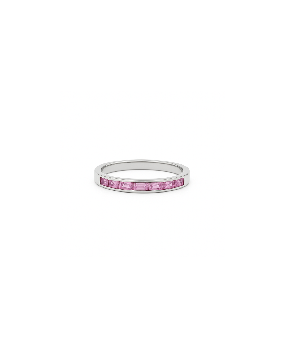 Rainbow - White Gold Channel Pink Sapphire Baguette Ring