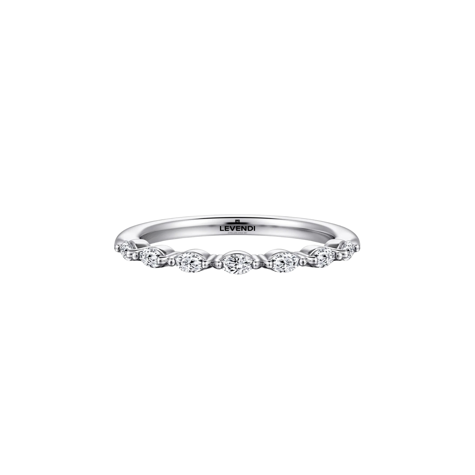 Wedding Band - White Gold Marquise Diamond.