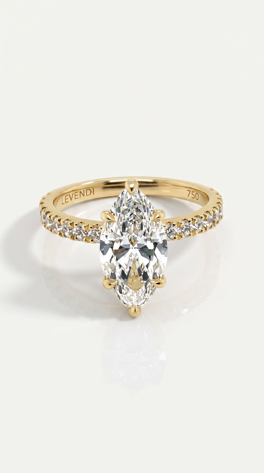 Levendi Classic Solitaire - Marquise cut 2.00 CT Engagement Ring