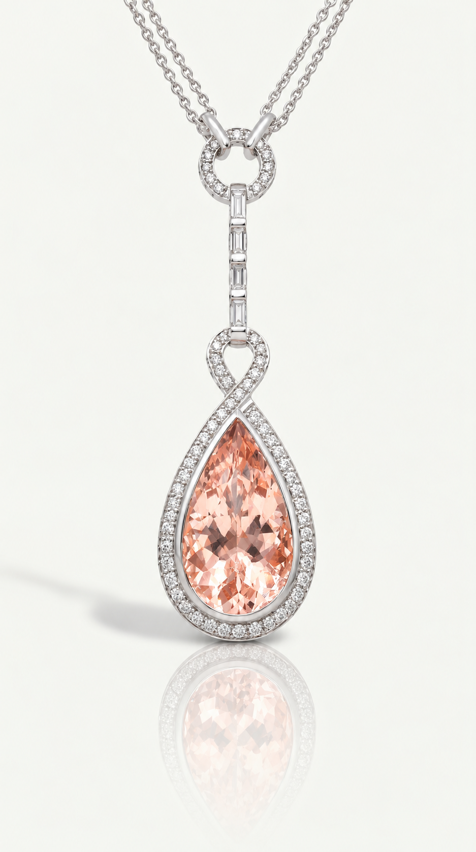 Morganite & Diamond Teardrop Pendant